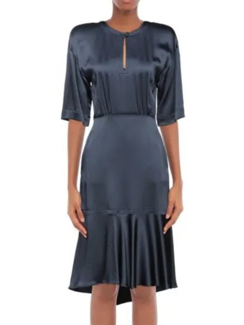 ODEEH midi dress midnight blue acetate